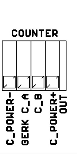 Терминал COUNTER: C_POWER-, GERK/C_A, C_B, C_POWER+, OUT