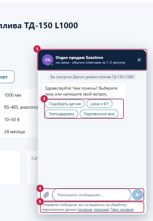 Открытый чат: приветствие, быстрые темы и согласие