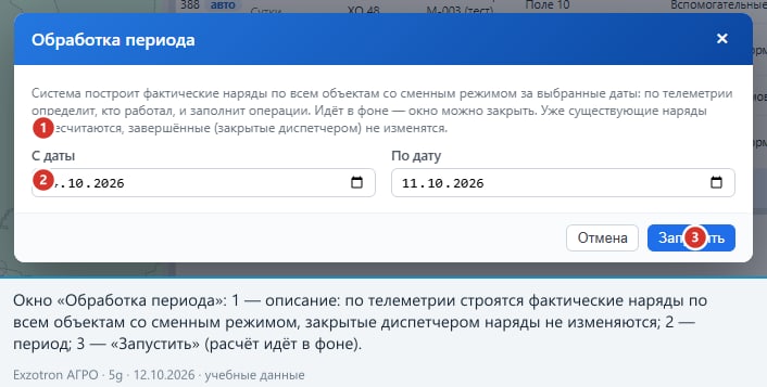 Обработка периода