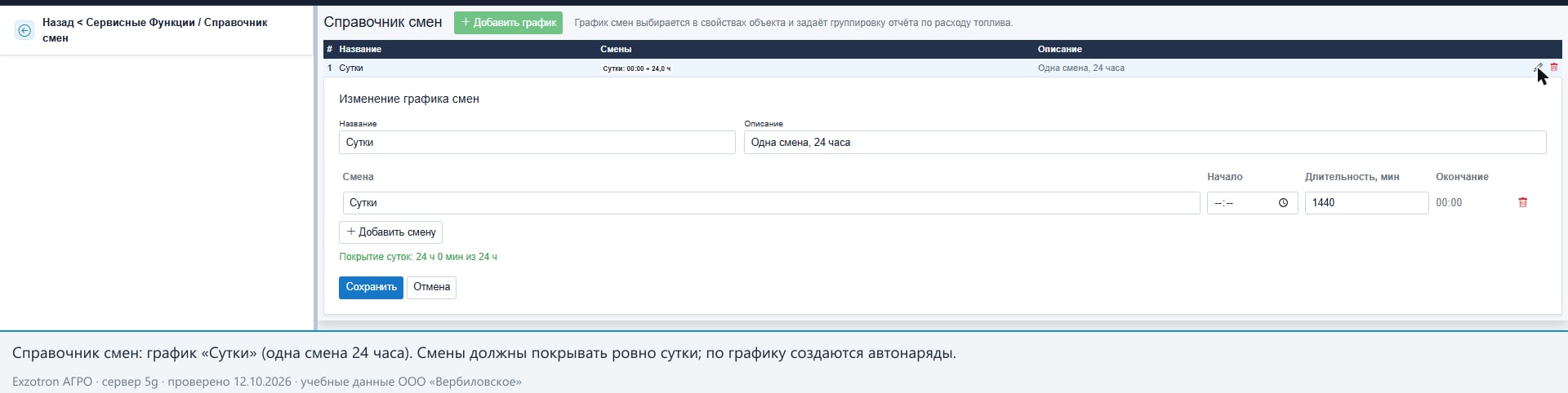 График смен